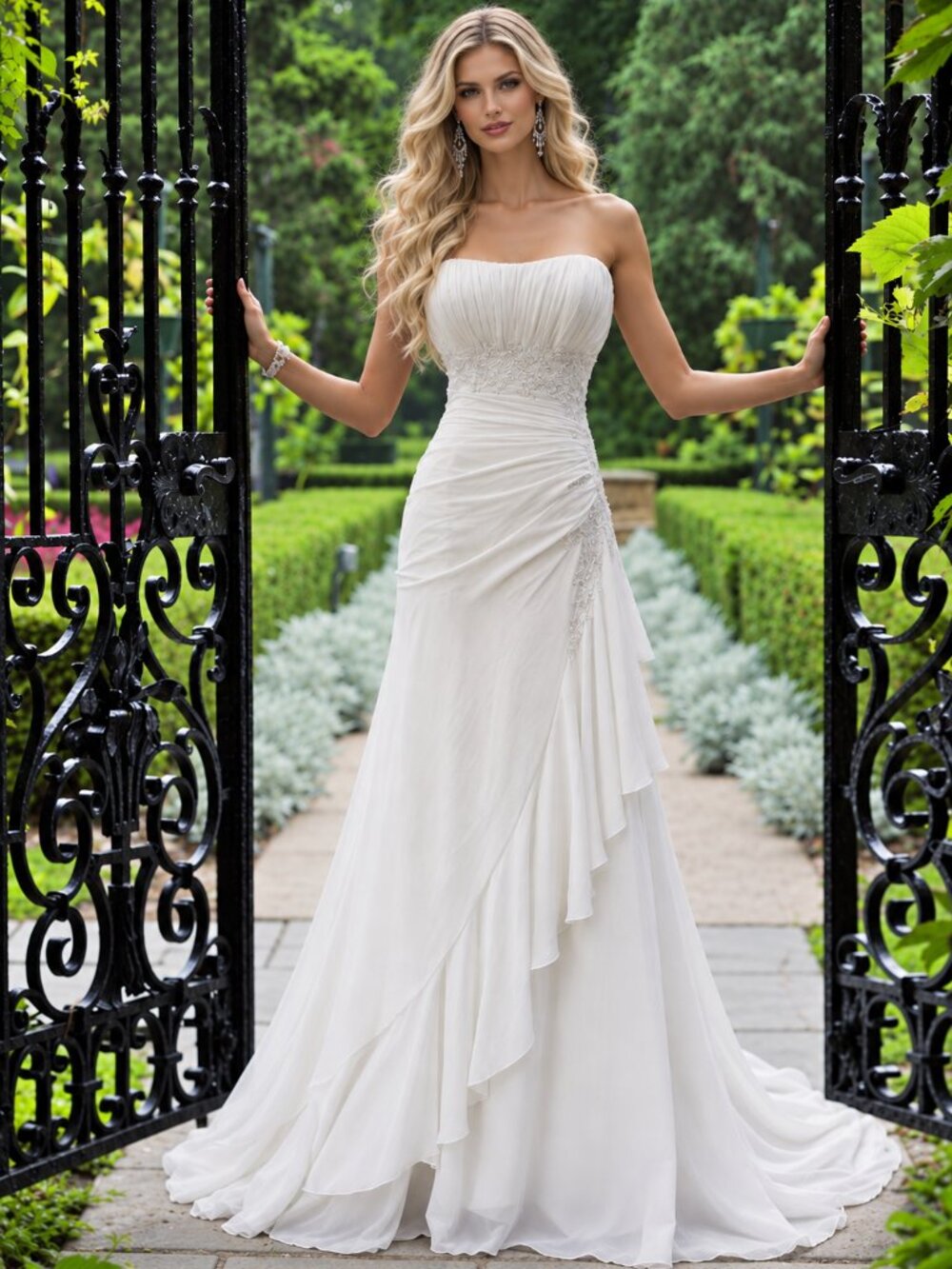 NWT Maggie Sottero Strapless Ivory Bridal Gown, Chiffon, size 8